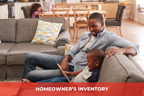 Dad and son on couch